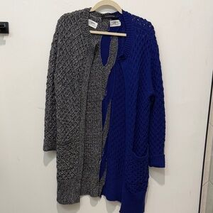 Thakoon Gray and Blue Knit Cardigan